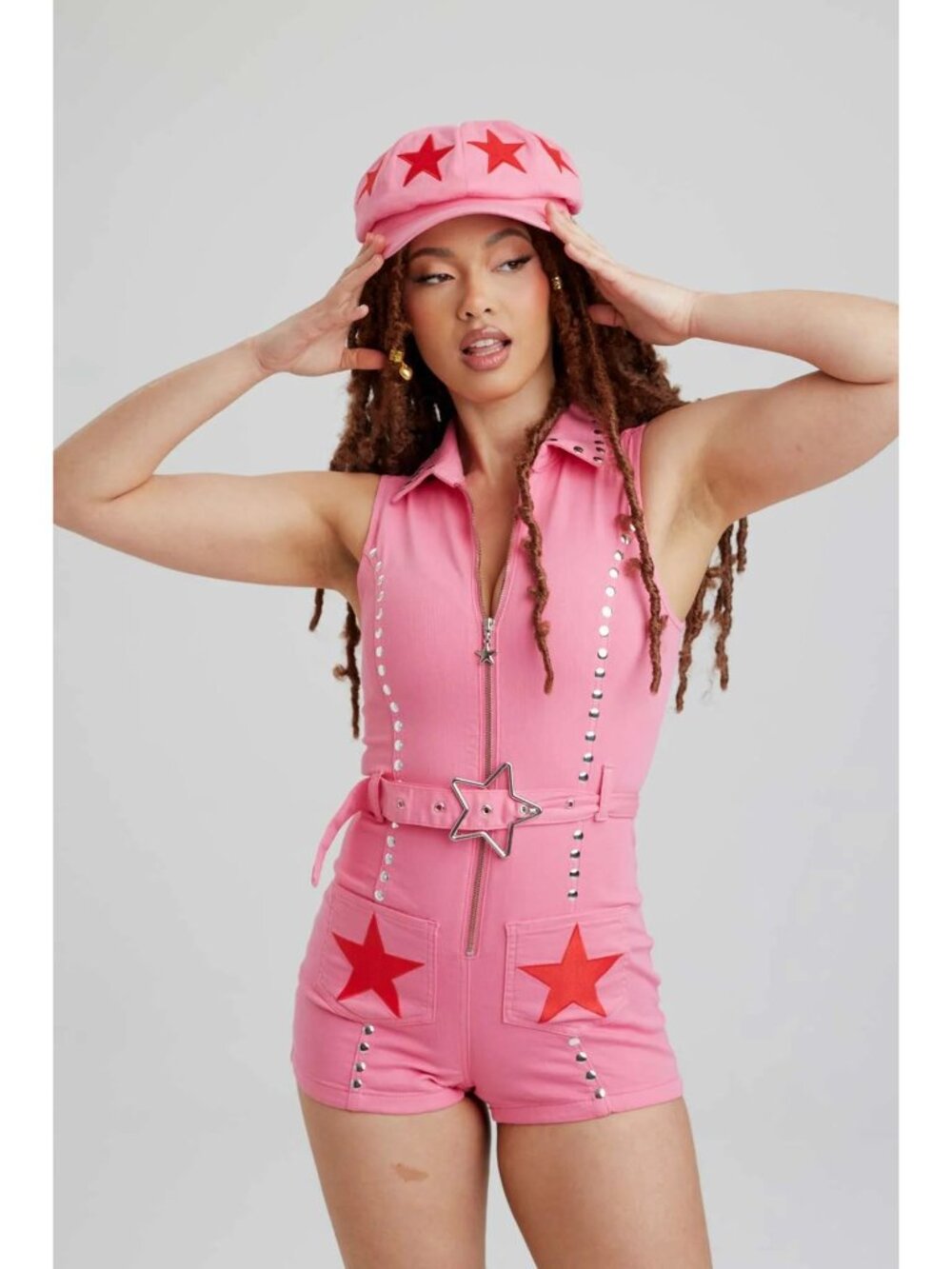 Easy Tiger NWT Showtime Playsuit in Pink size XL Denim Rave Festival Rodeo